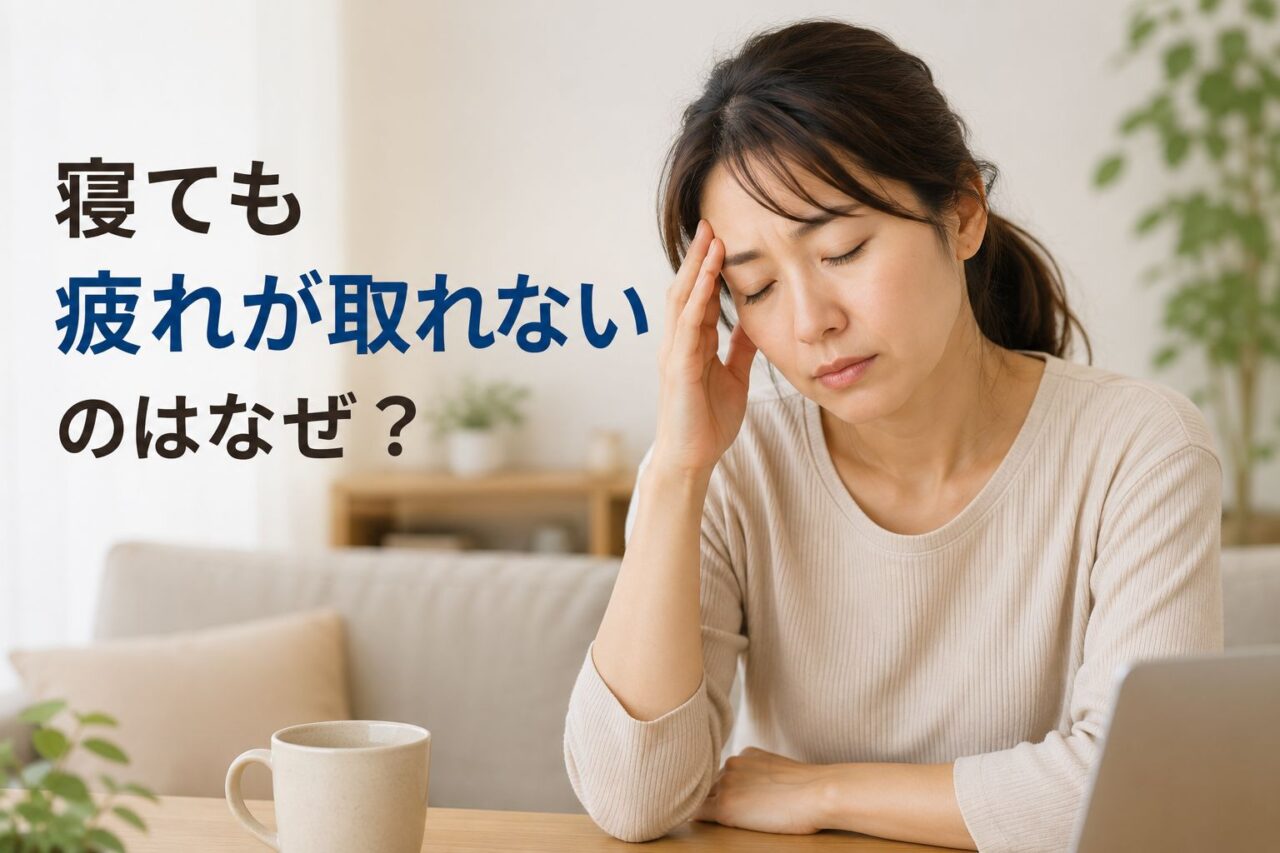 寝ても疲れが取れず悩む女性
