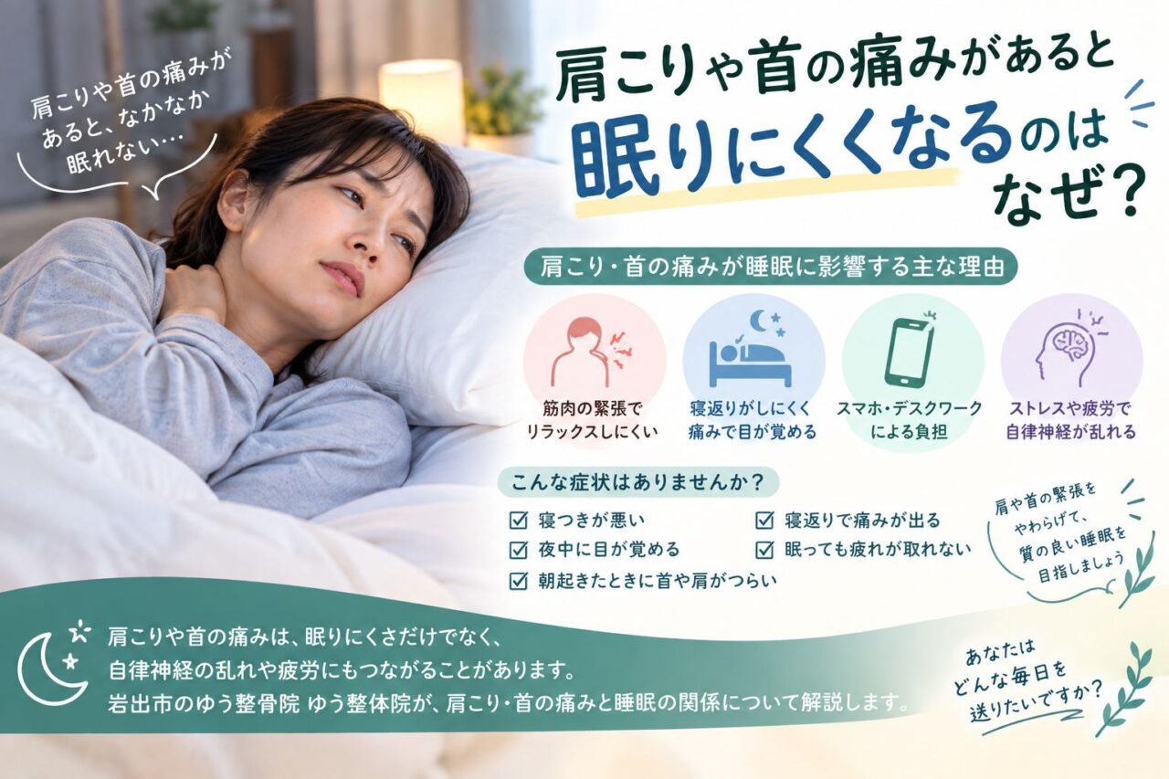 肩こりや首の痛みで眠りにくい女性|睡眠に影響する原因