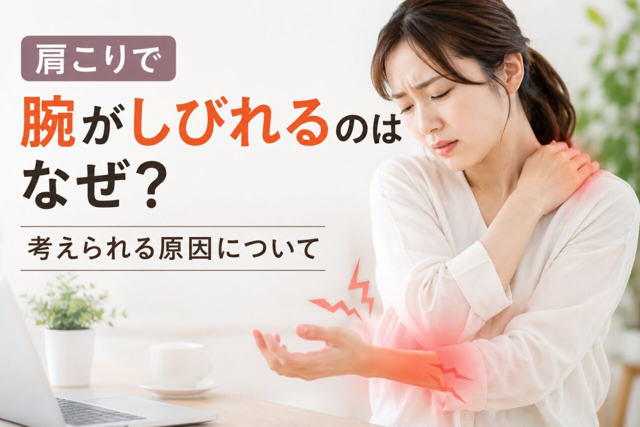 肩こりで腕がしびれる女性のイメージ