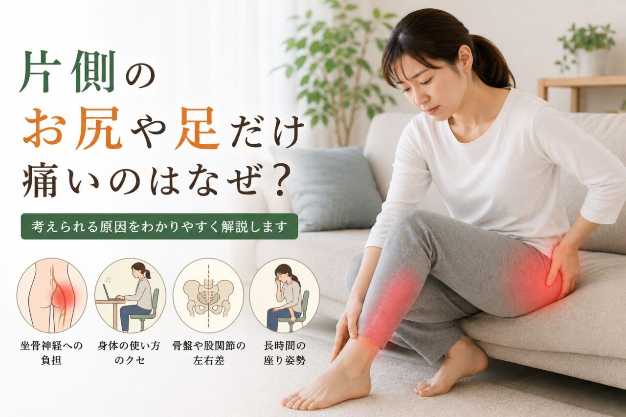 片側のお尻や足の痛みを感じている女性