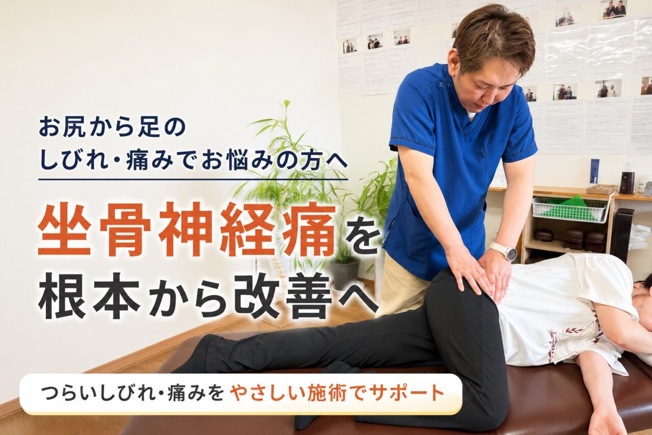 坐骨神経痛によるお尻から足のしびれや痛みに悩む女性