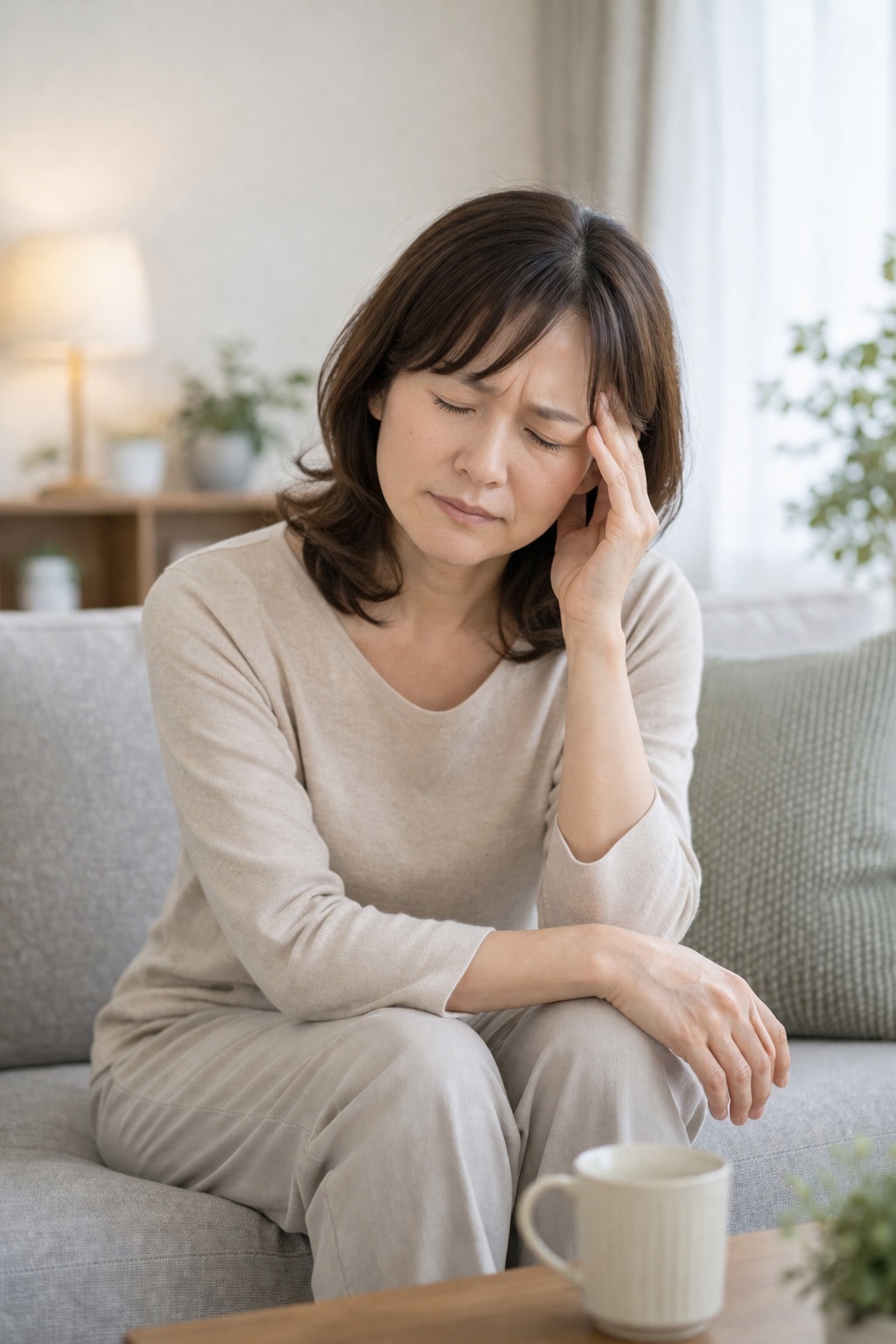 更年期による自律神経の乱れと不調 更年期によるめまいや頭痛、不眠などの不調に悩む女性